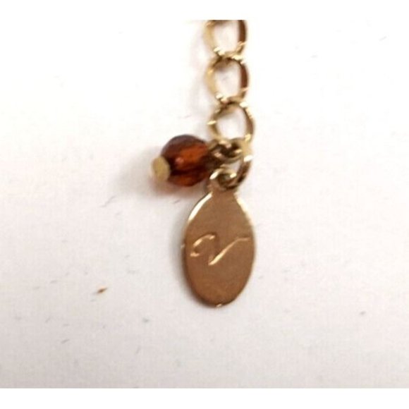 Pendant Necklace Medallion Gold tone with Colored Crystals Marked with "V" - Picture 3 of 3